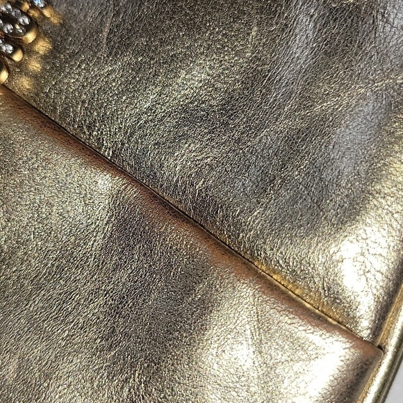 Y2k Vintage Juicy Couture Gold Leather Metallic Wristlet Pochette Clutch Purse